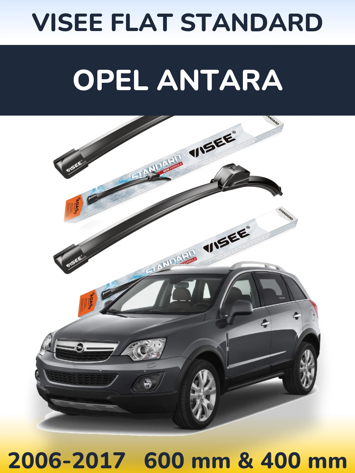Sada předních stěračů VISEE FLAT STANDARD 600 a 400 mm pro Opel Antara 2006-2017
