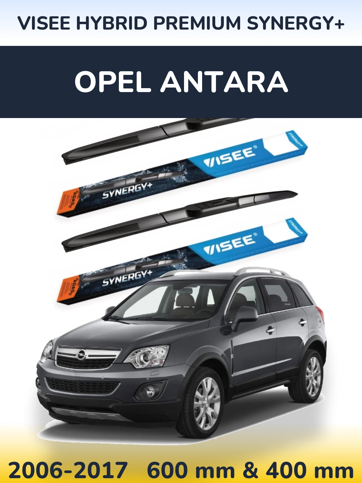 Sada předních stěračů VISEE HYBRID PREMIUM SYNERGY+ 600 a 400 mm pro Opel Antara 2006-2017