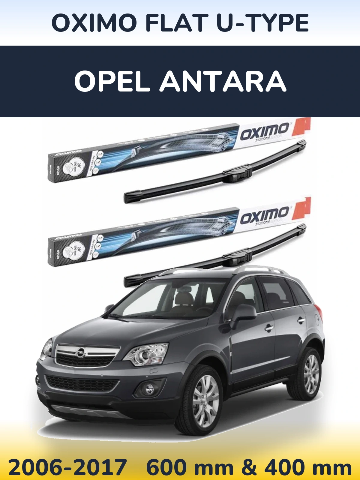 Sada předních stěračů Oximo Flat U-type 600 a 400 mm pro Opel Antara 2006-2017
