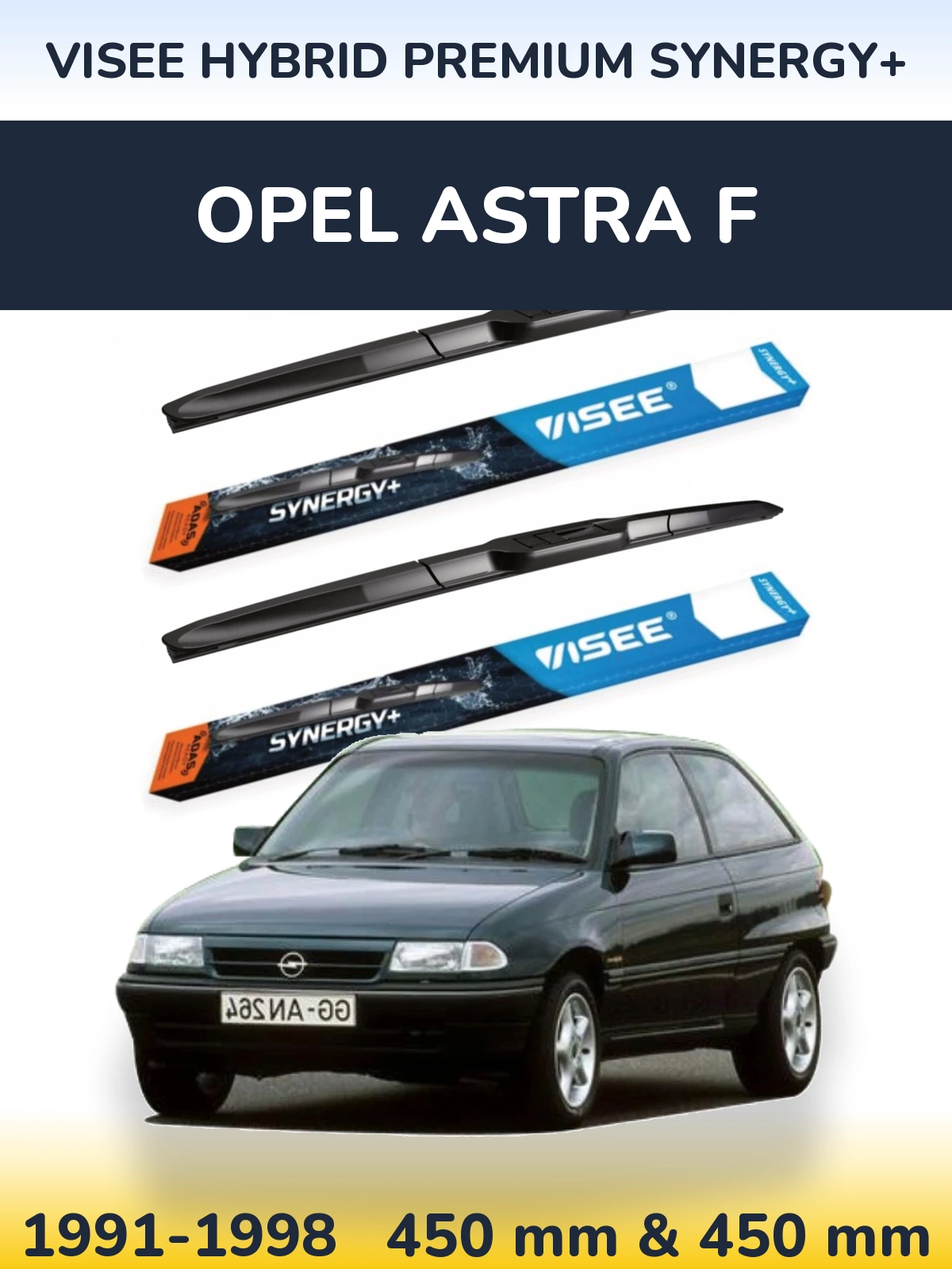 Sada předních stěračů VISEE HYBRID PREMIUM SYNERGY+ 450 a 450 mm pro Opel Astra F 1991-1998