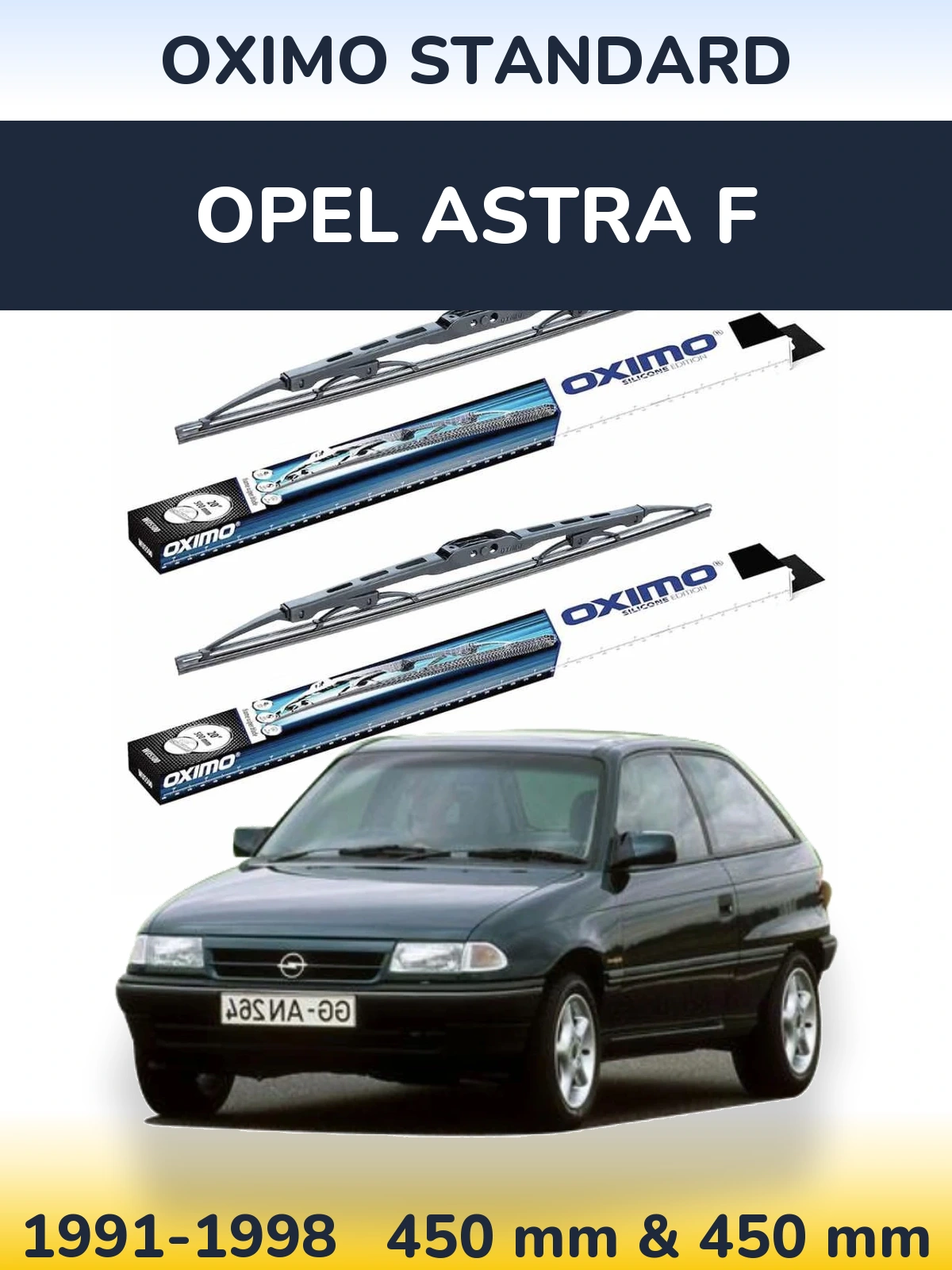 Sada předních stěračů Oximo Standard 450 a 450 mm pro Opel Astra F 1991-1998