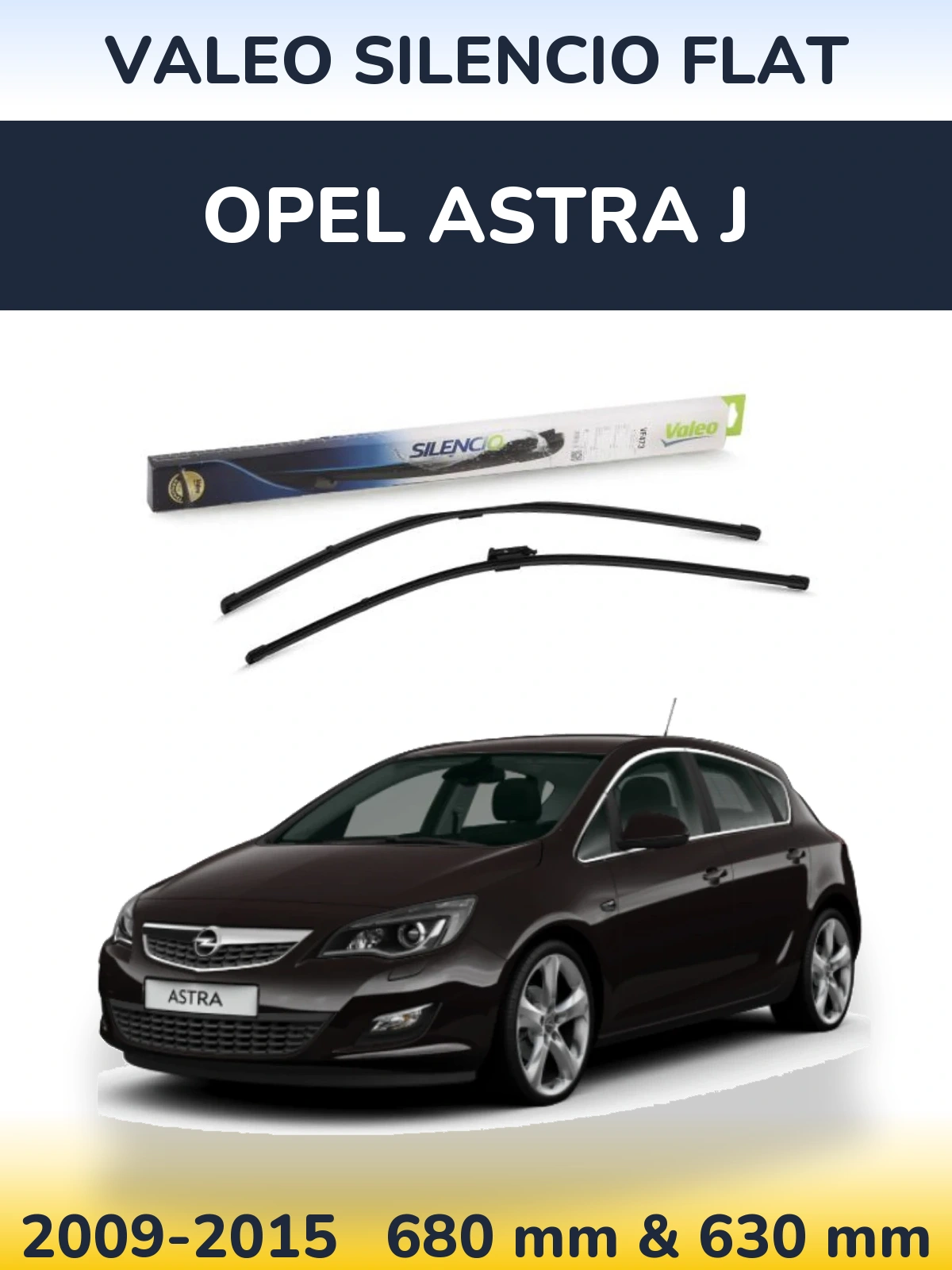 Sada předních stěračů Valeo Silencio Flat 650 a 650 mm pro Opel Astra J 2009-2015