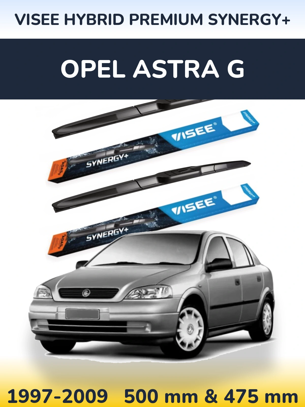 Sada předních stěračů VISEE HYBRID PREMIUM SYNERGY+ 500 a 475 mm pro Opel Astra G 1997-2009