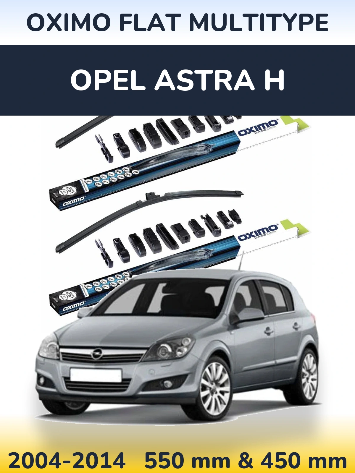 Sada předních stěračů Oximo Flat MultiType 550 a 450 mm pro Opel Astra H 2004-2014