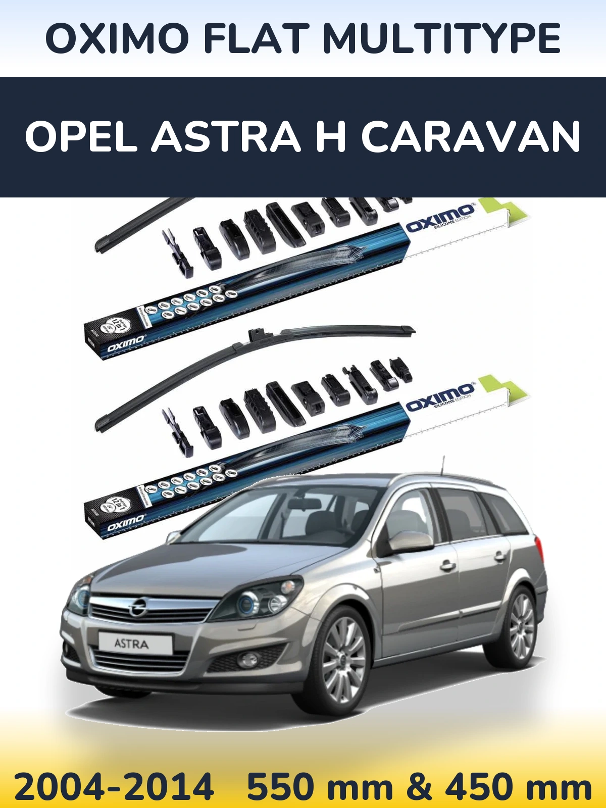 Sada předních stěračů Oximo Flat MultiType 550 a 450 mm pro Opel Astra H Caravan 2004-2014