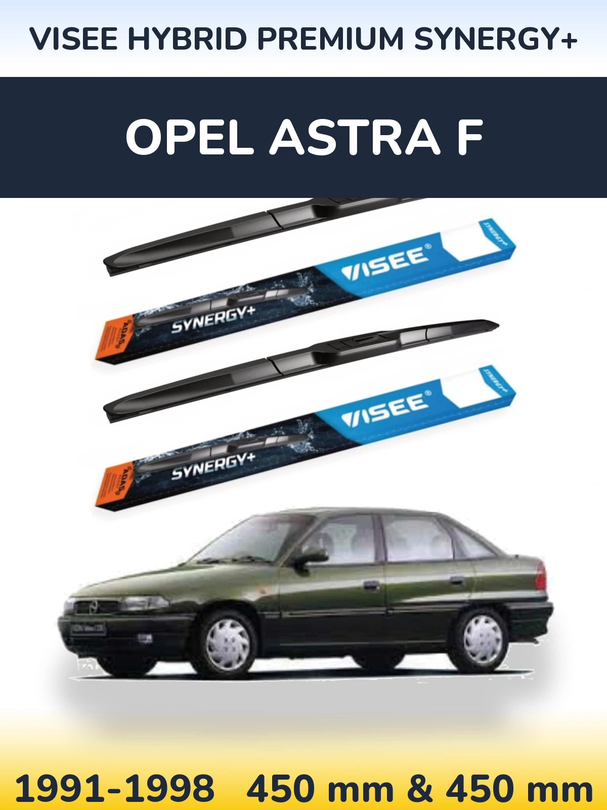 Sada předních stěračů VISEE HYBRID PREMIUM SYNERGY+ 450 a 450 mm pro Opel Astra F 1991-1998