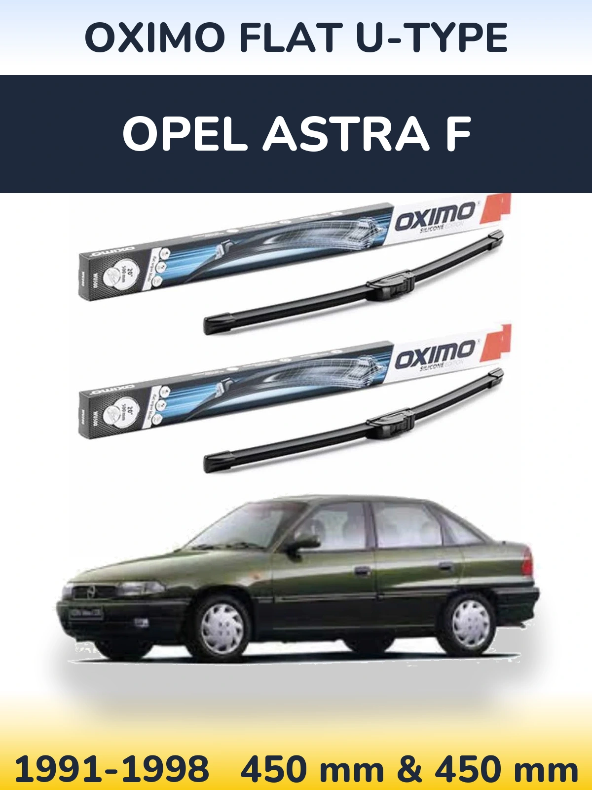Sada předních stěračů Oximo Flat U-type 450 a 450 mm pro Opel Astra F 1991-1998