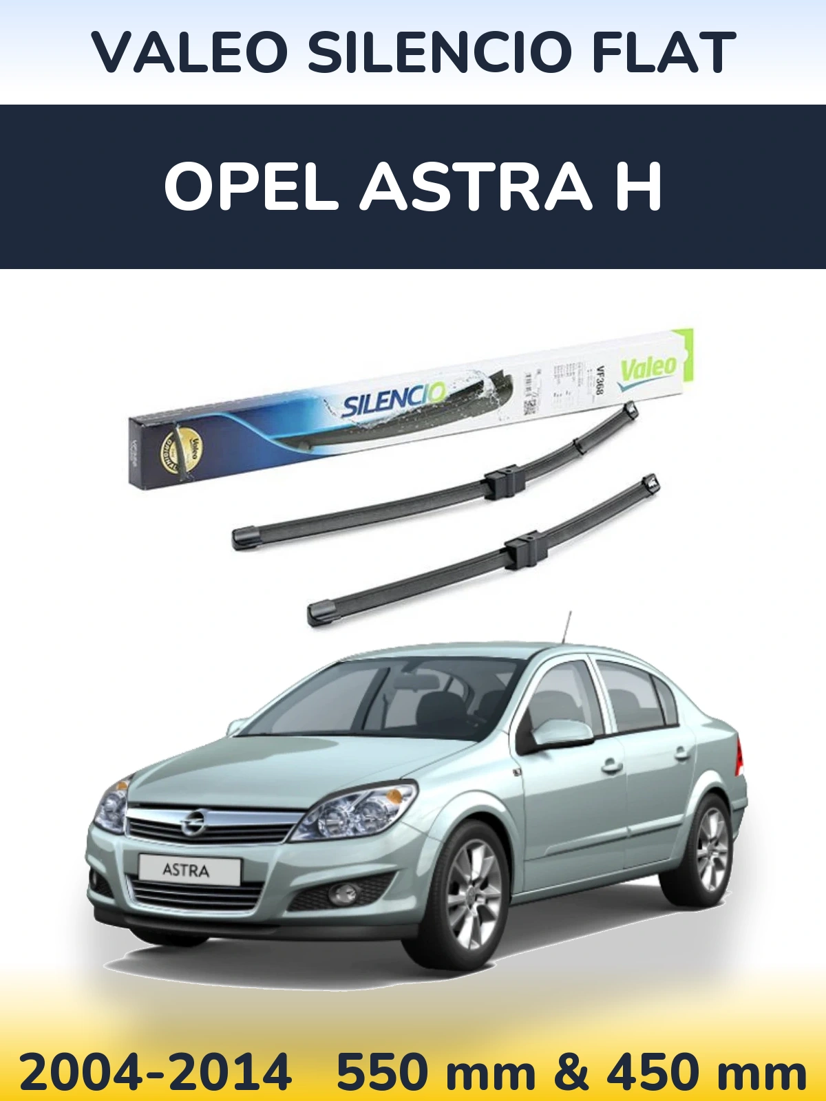 Sada předních stěračů Valeo Silencio Flat 550 a 450 mm pro Opel Astra H 2004-2014