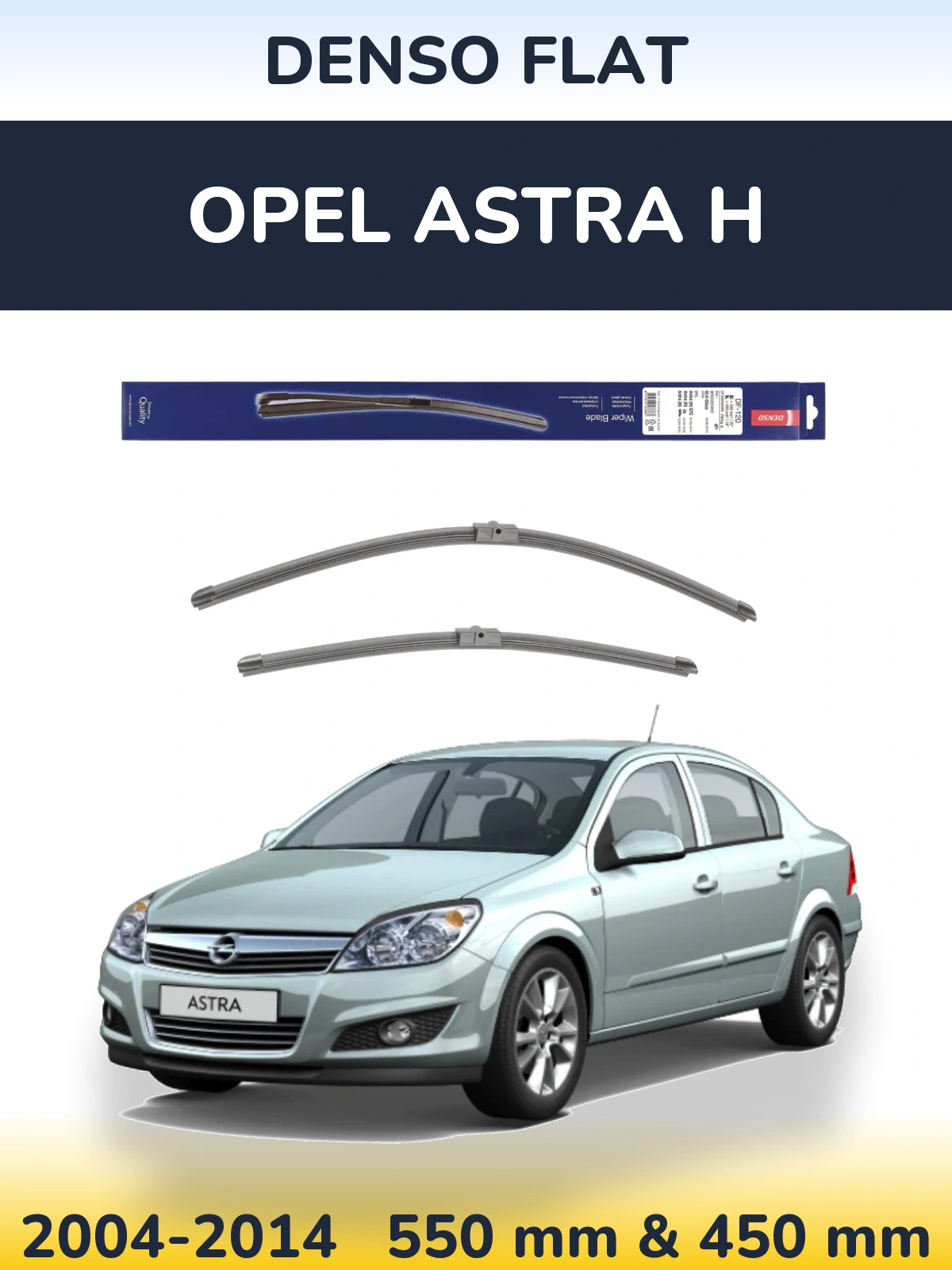 Sada předních stěračů Denso Flat 550 a 450 mm pro Opel Astra H 2004-2014
