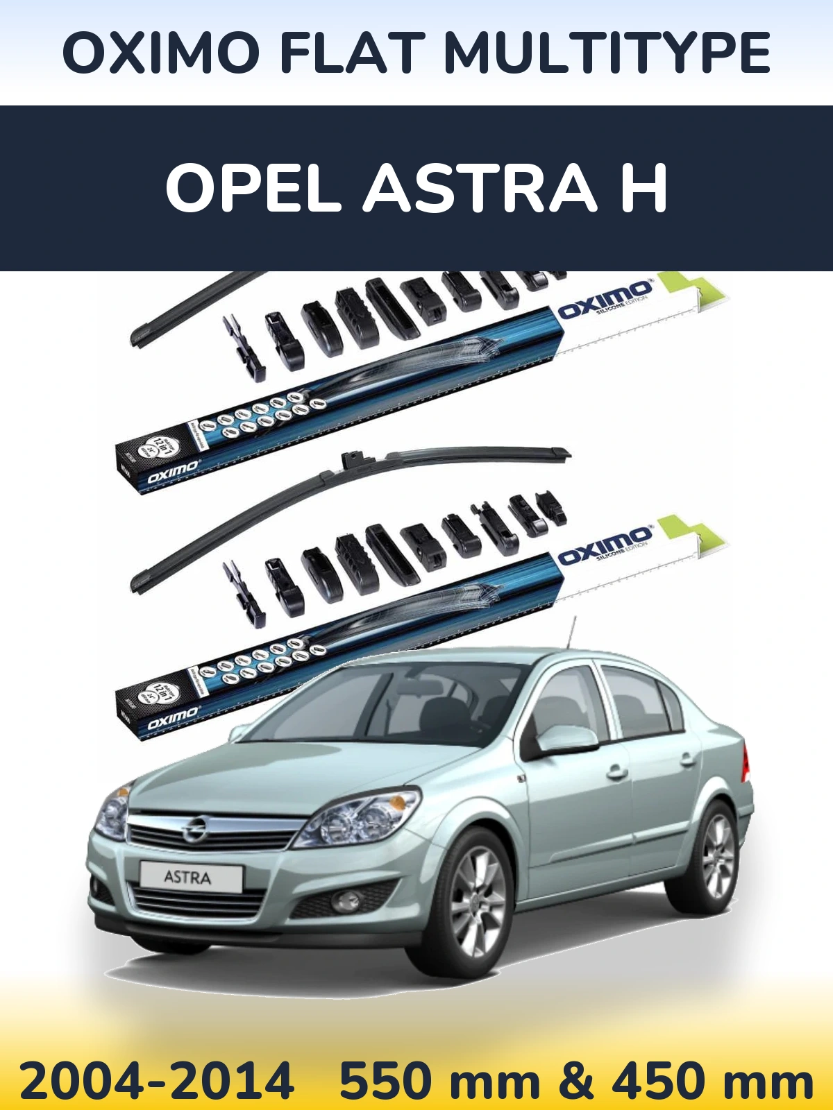 Sada předních stěračů Oximo Flat MultiType 550 a 450 mm pro Opel Astra H 2004-2014