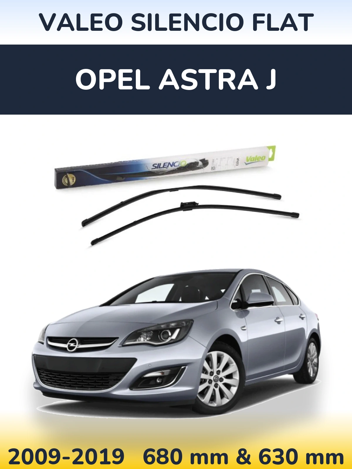 Sada předních stěračů Valeo Silencio Flat 650 a 650 mm pro Opel Astra J 2009-2019
