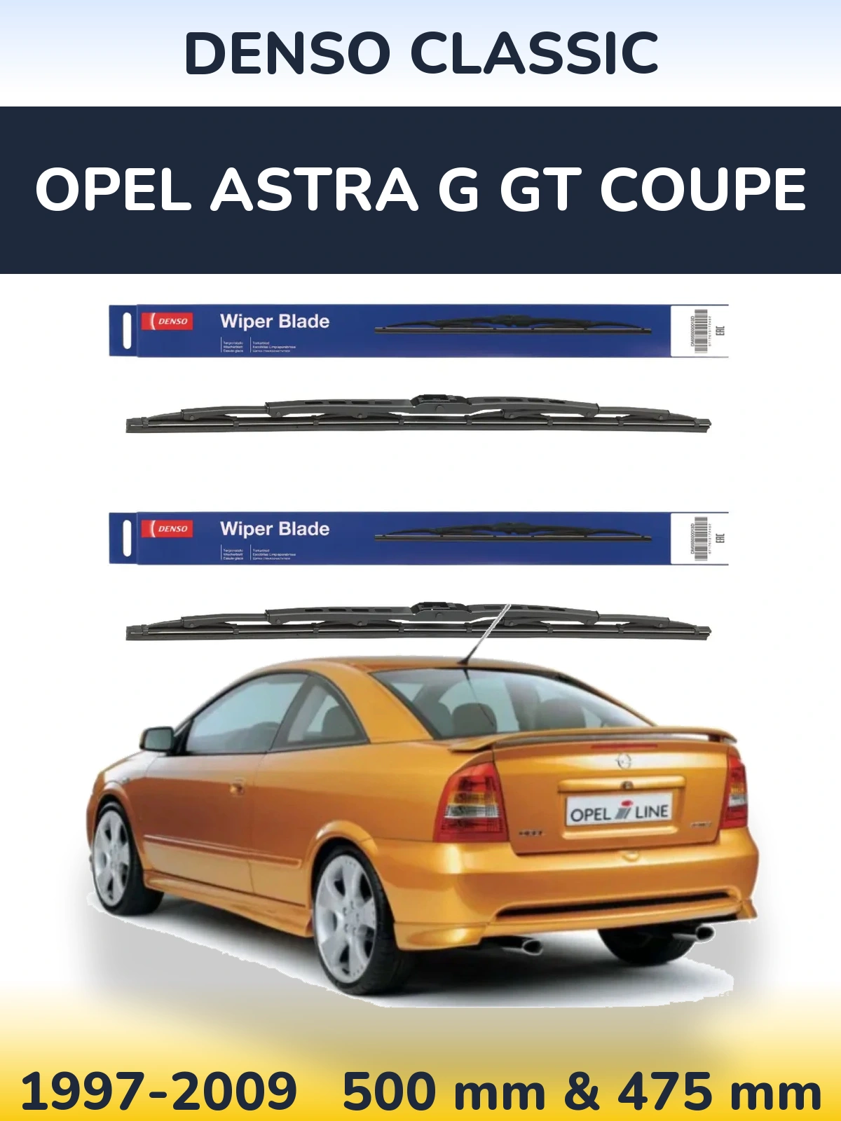 Комплект передніх щіток Denso Classic 500 & 475 мм для Opel Astra G GT coupe 1997-2009