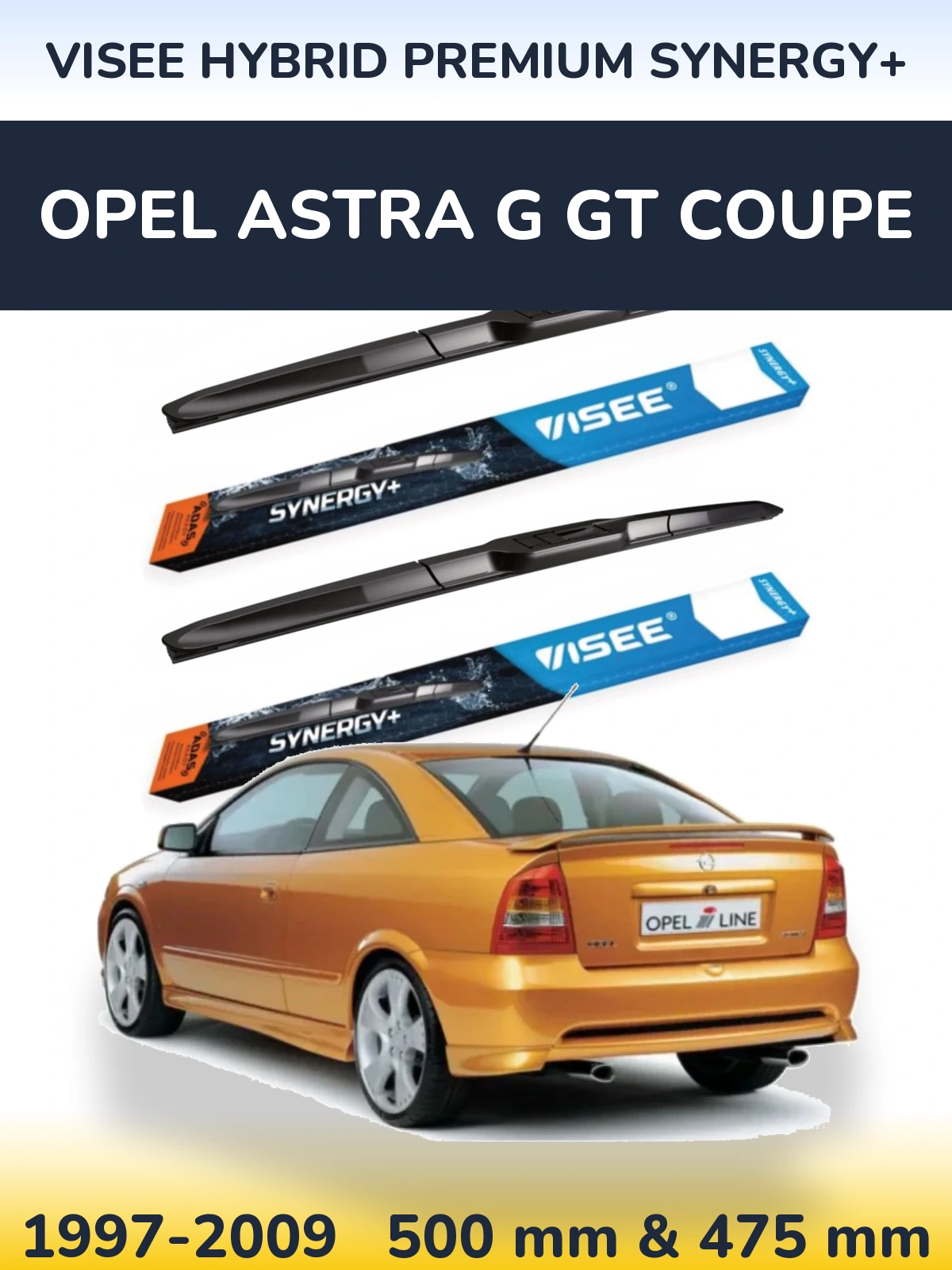 Sada předních stěračů VISEE HYBRID PREMIUM SYNERGY+ 500 a 475 mm pro Opel Astra G GT coupe 1997-2009