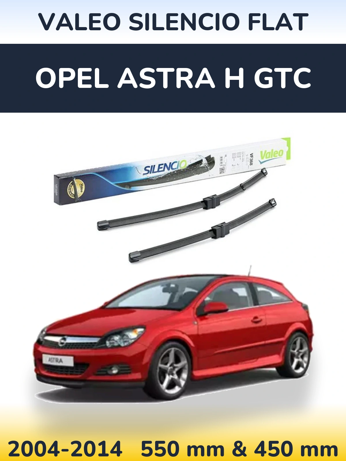Sada předních stěračů Valeo Silencio Flat 550 a 450 mm pro Opel Astra H GTC 2004-2014