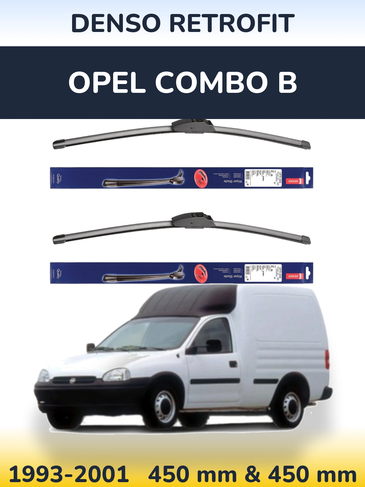 Комплект передніх щіток Denso Retrofit 450 & 450 мм для Opel Combo B 1993-2001
