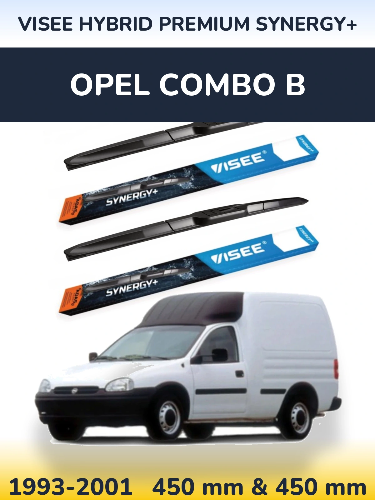 Комплект передніх щіток VISEE HYBRID PREMIUM SYNERGY+ 450 & 450 мм для Opel Combo B 1993-2001