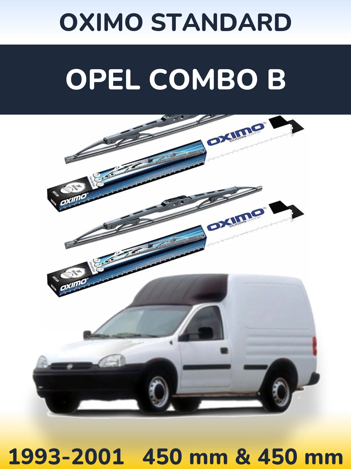 Sada předních stěračů Oximo Standard 450 a 450 mm pro Opel Combo B 1993-2001