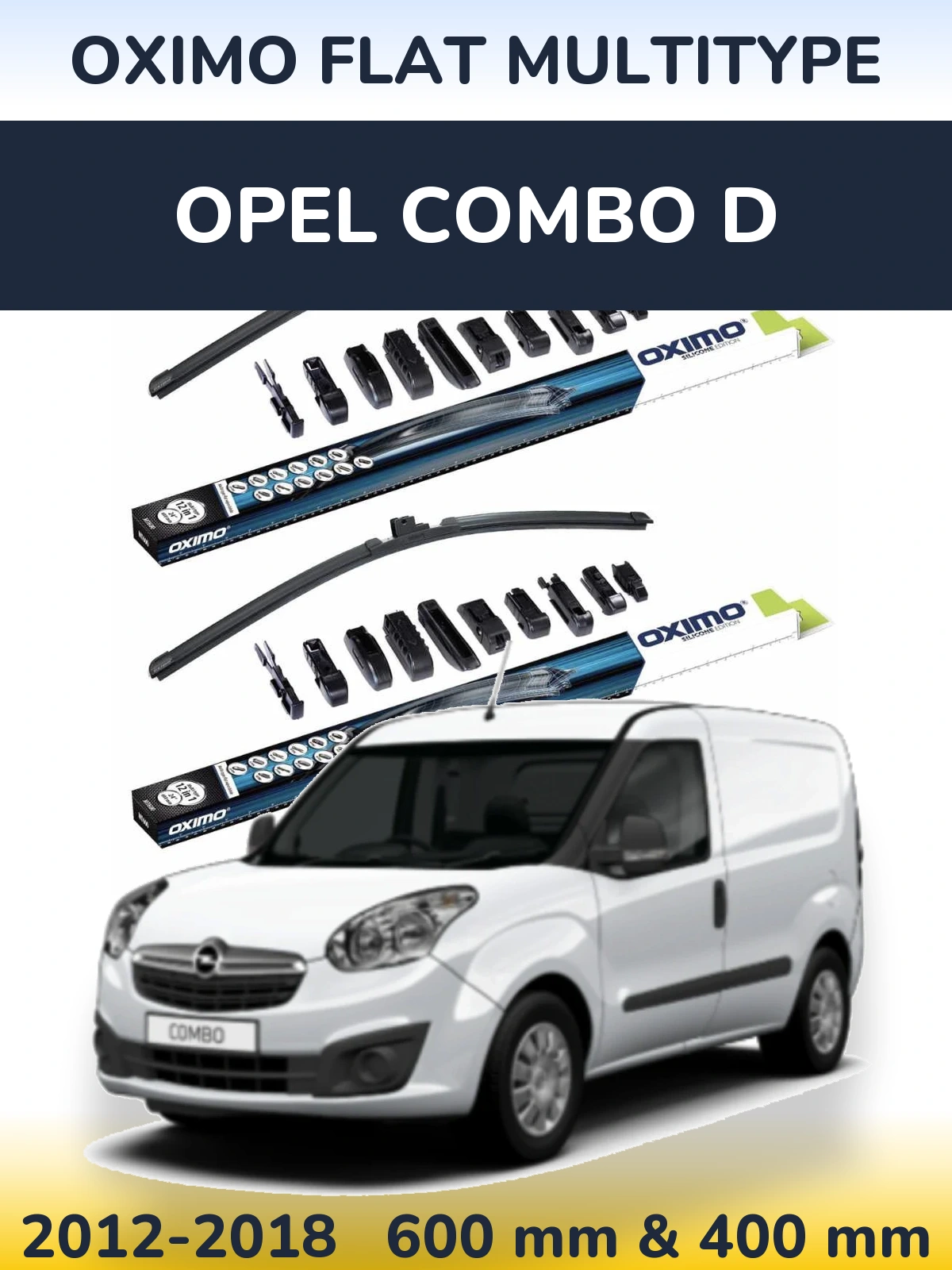 Sada předních stěračů Oximo Flat MultiType 600 a 400 mm pro Opel Combo D 2012-2018