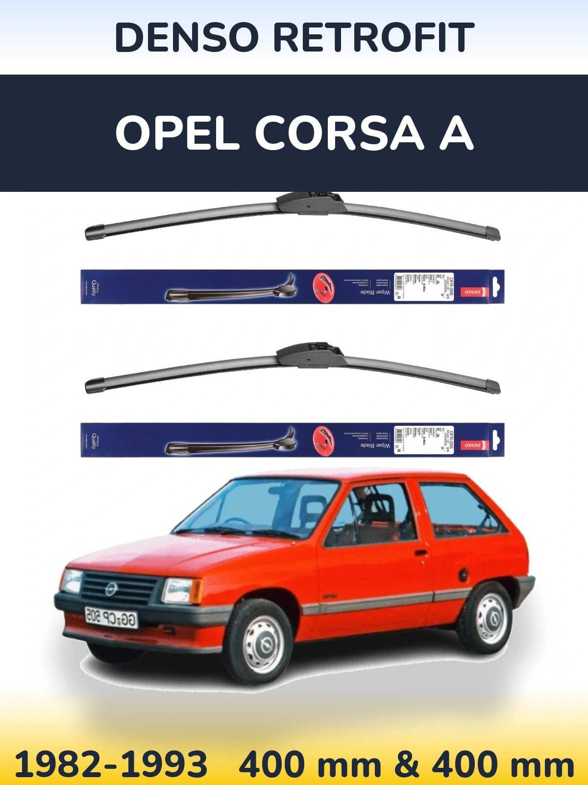 Комплект передніх щіток Denso Retrofit 400 & 400 мм для Opel Corsa A 1982-1993
