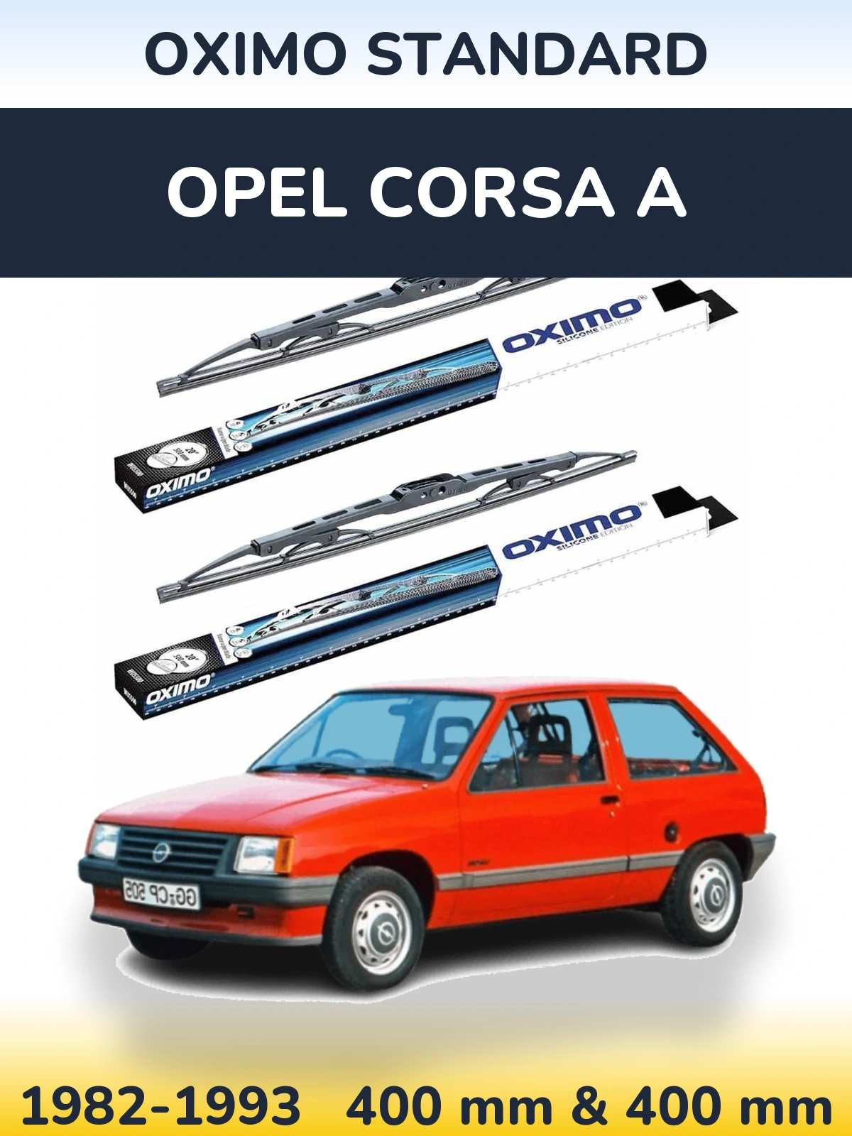 Sada předních stěračů Oximo Standard 400 a 400 mm pro Opel Corsa A 1982-1993
