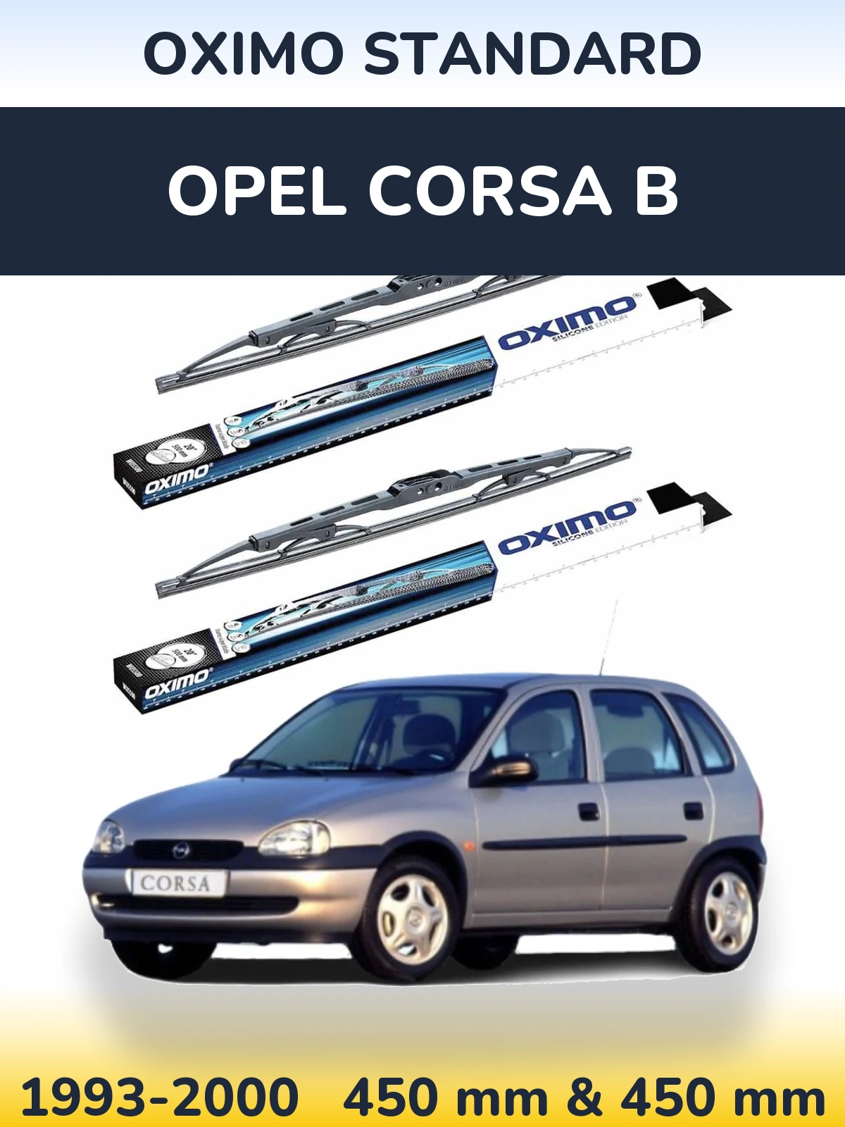 Sada předních stěračů Oximo Standard 450 a 450 mm pro Opel Corsa B 1993-2000