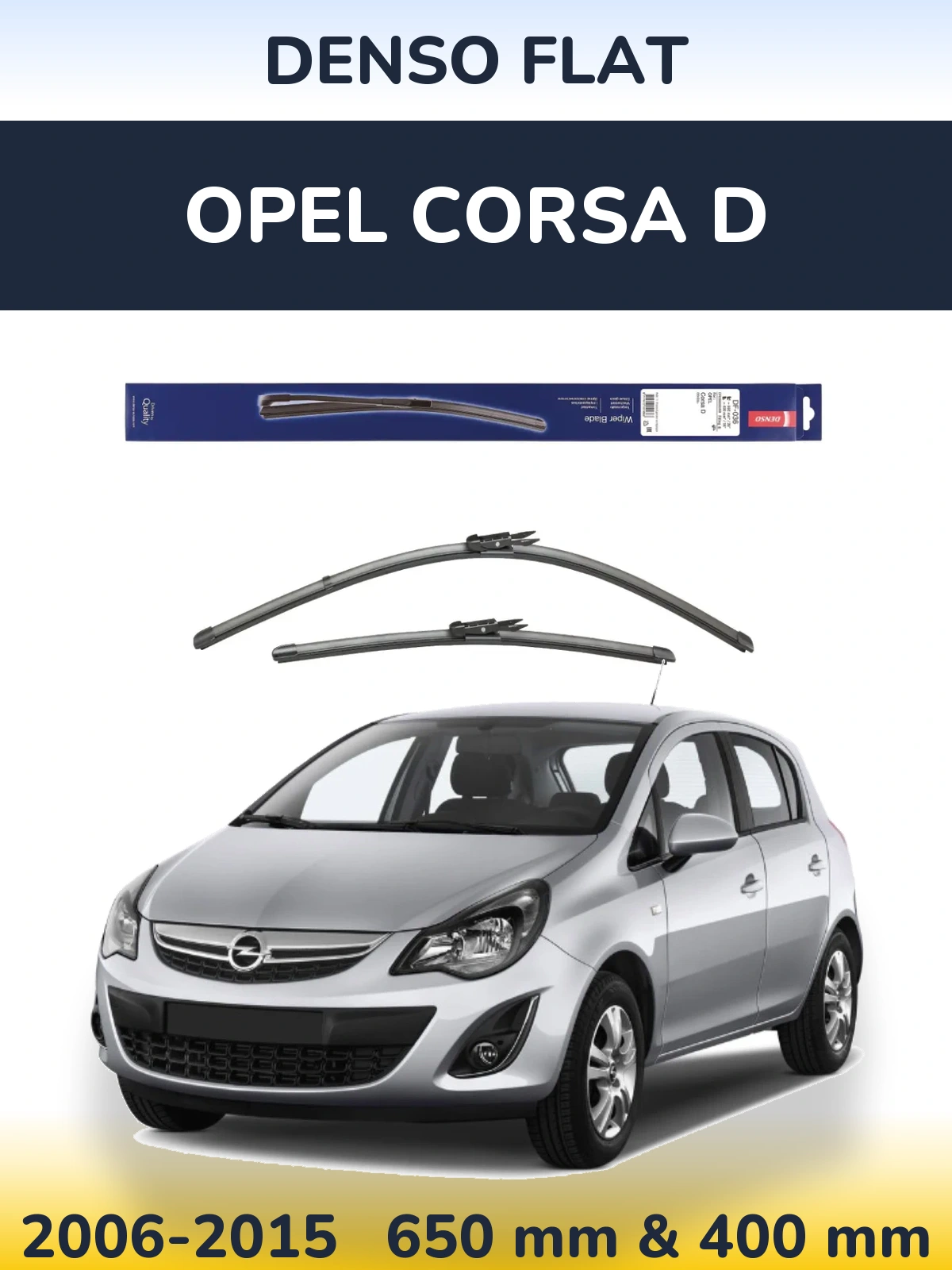 Sada předních stěračů Denso Flat 650 a 400 mm pro Opel Corsa D 2006-2015