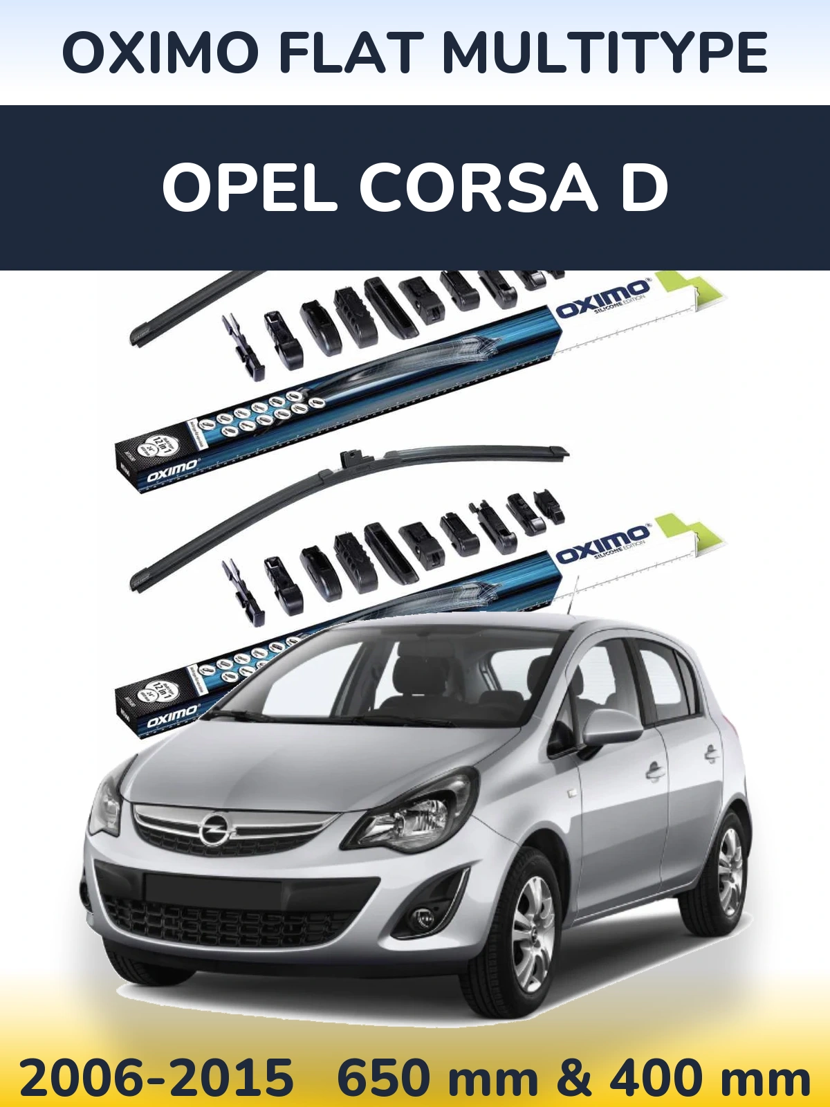 Sada předních stěračů Oximo Flat MultiType 650 a 400 mm pro Opel Corsa D 2006-2015