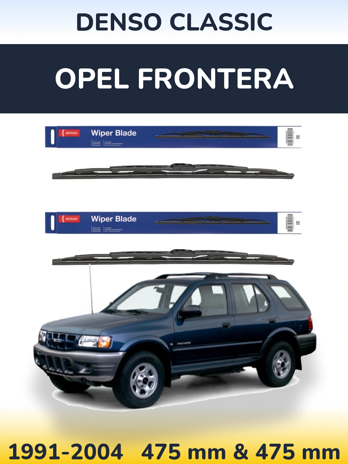 Sada předních stěračů Denso Classic 475 a 475 mm pro Opel Frontera 1991-2004