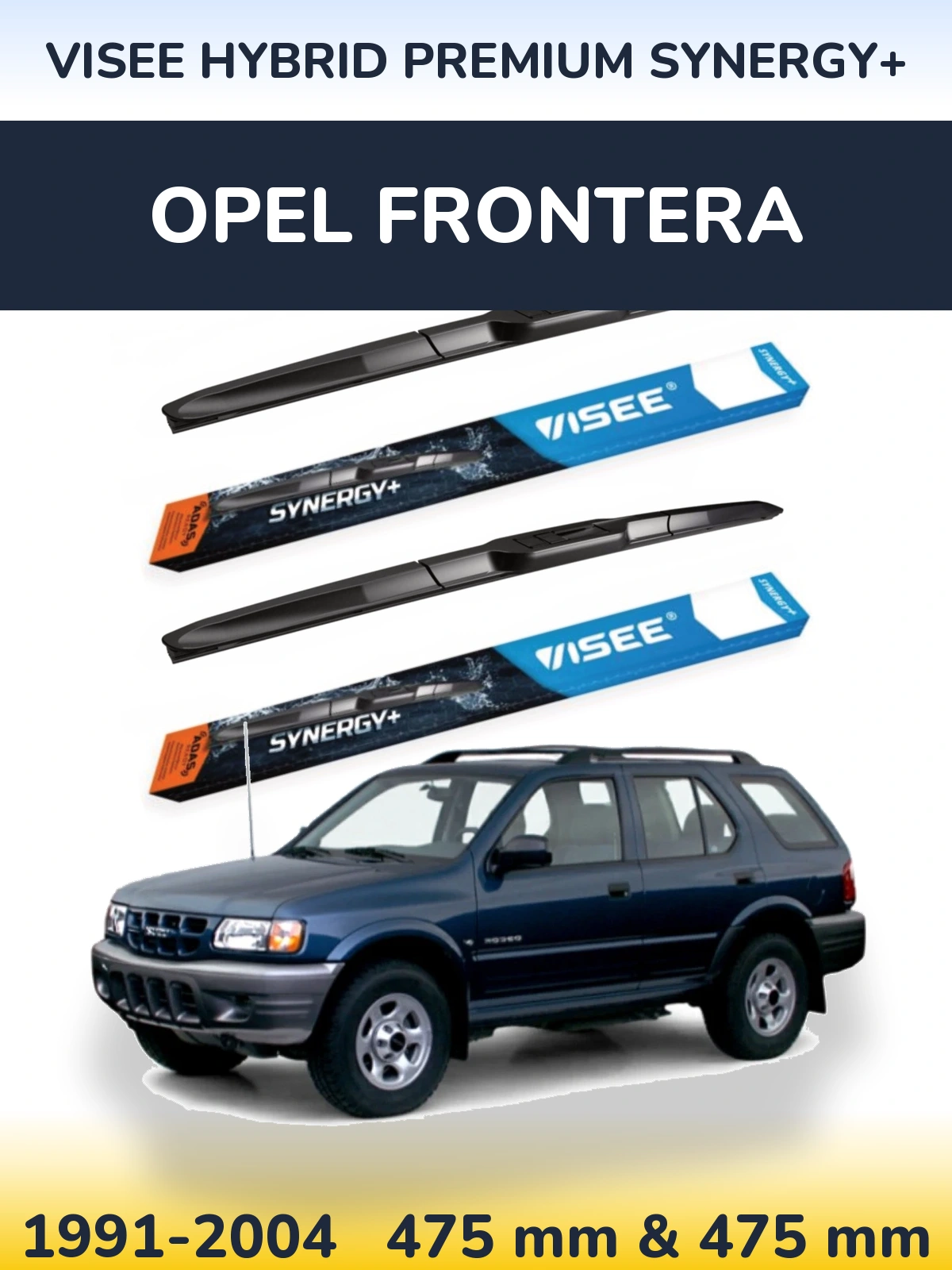 Sada předních stěračů VISEE HYBRID PREMIUM SYNERGY+ 475 a 475 mm pro Opel Frontera 1991-2004