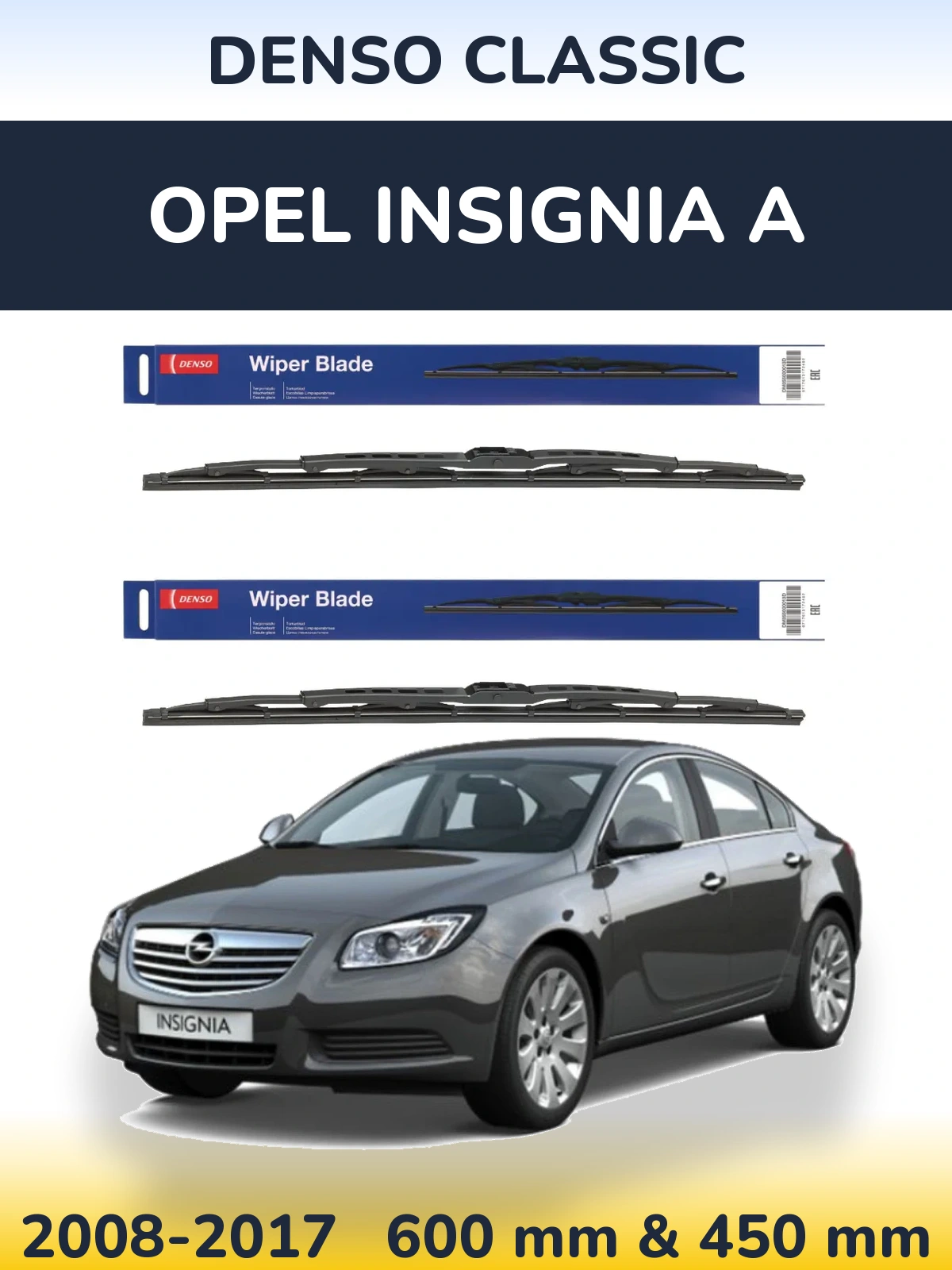 Sada předních stěračů Denso Classic 600 a 450 mm pro Opel Insignia A 2008-2017