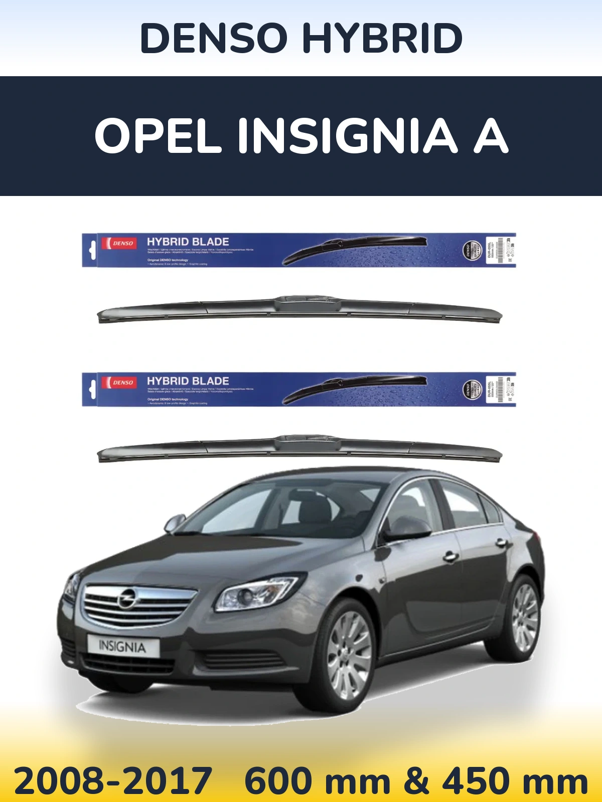 Sada předních stěračů Denso Hybrid 600 a 450 mm pro Opel Insignia A 2008-2017