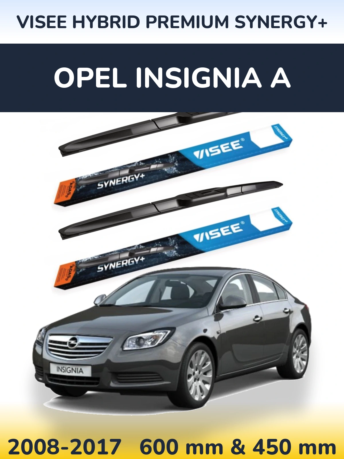 Sada předních stěračů VISEE HYBRID PREMIUM SYNERGY+ 600 a 450 mm pro Opel Insignia A 2008-2017