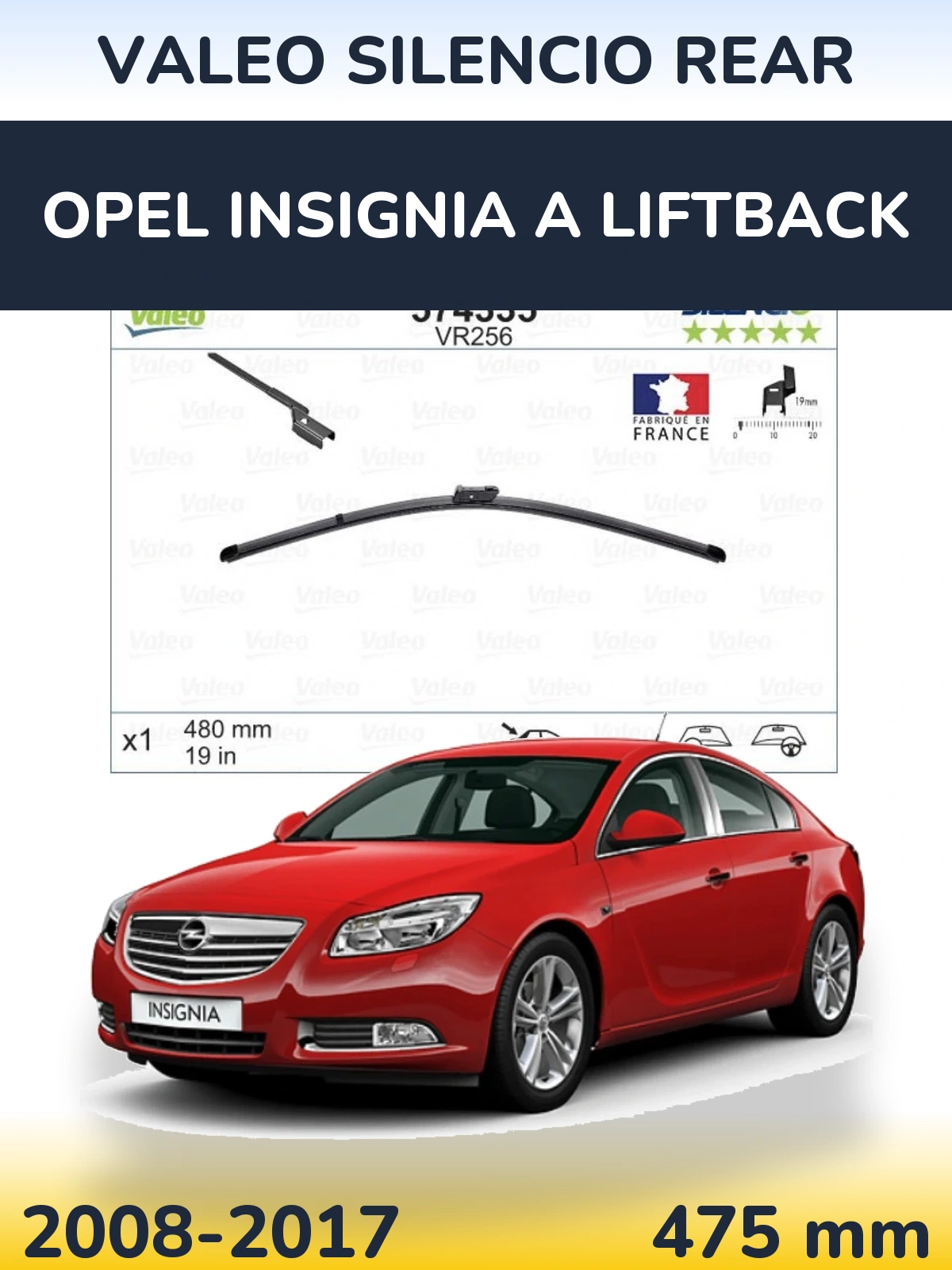 Zadní stěrač Valeo Silencio Rear 475 mm pro Opel Insignia A liftback 2008-2017