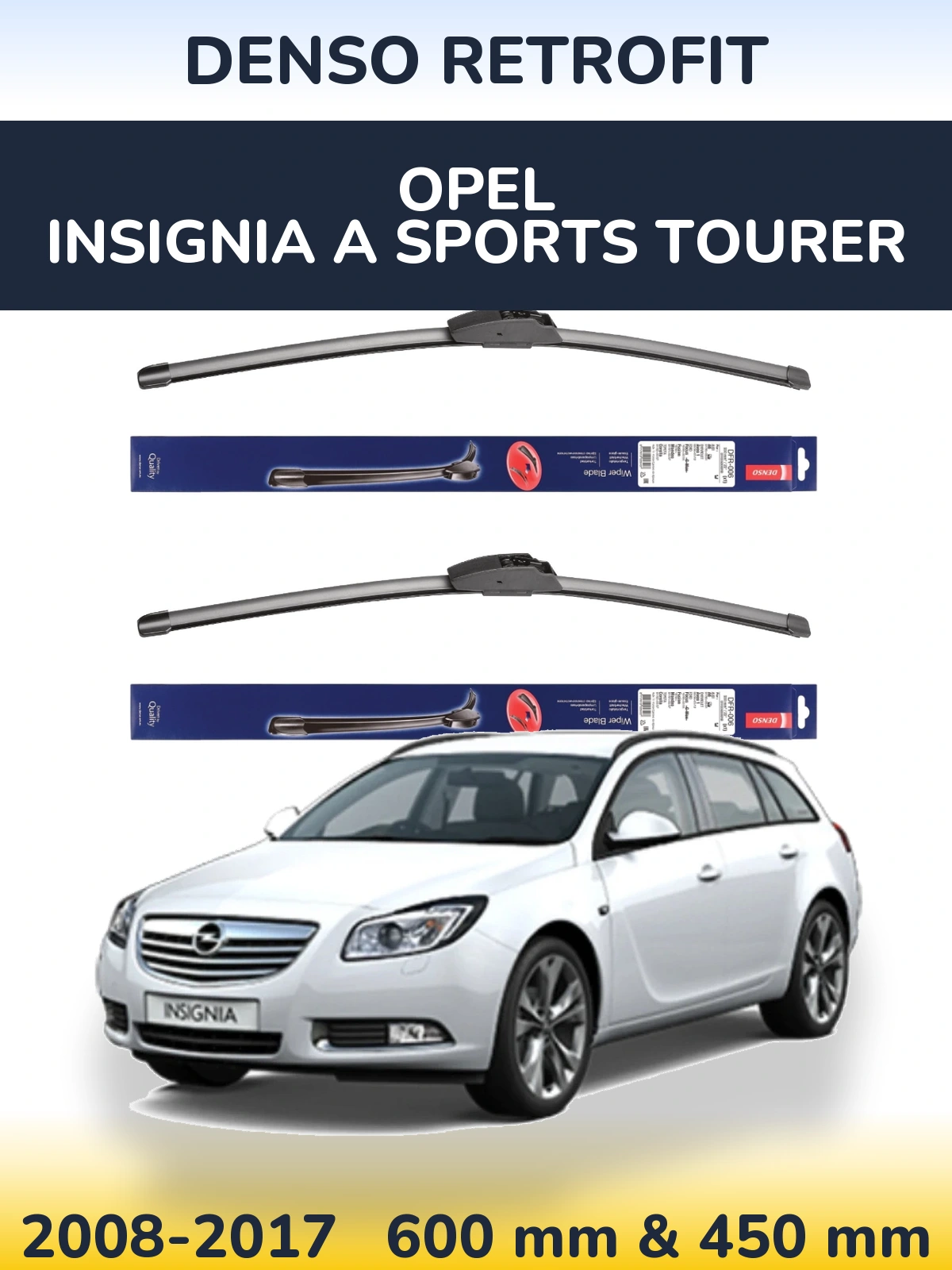 Sada předních stěračů Denso Retrofit 600 a 450 mm pro Opel Insignia A Sports Tourer 2008-2017