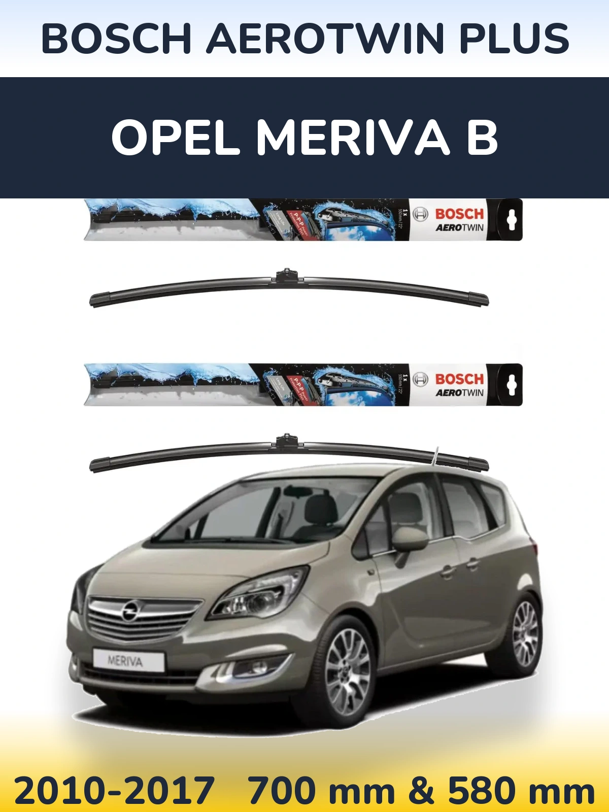 Sada předních stěračů BOSCH AeroTwin Plus 700 a 580 mm pro Opel Meriva B 2010-2017