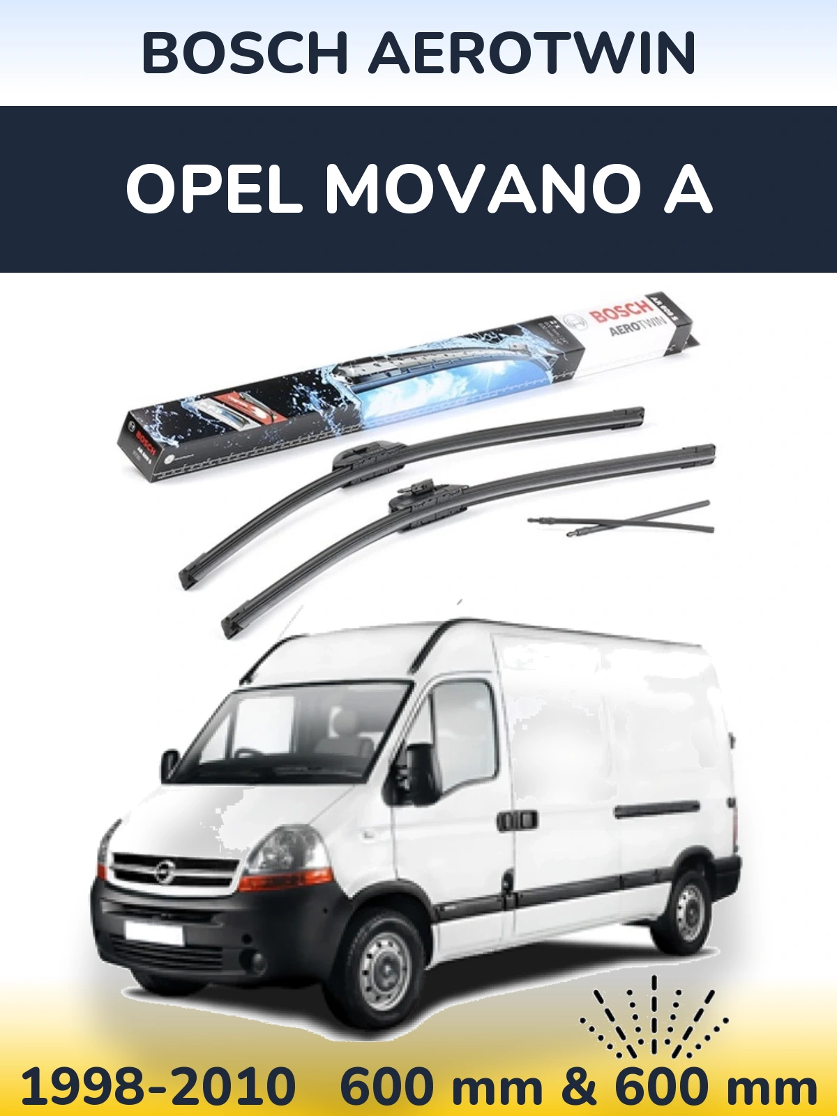 Комплект передніх щіток BOSCH AeroTwin 600 & 600 мм для Opel Movano A 1998-2010