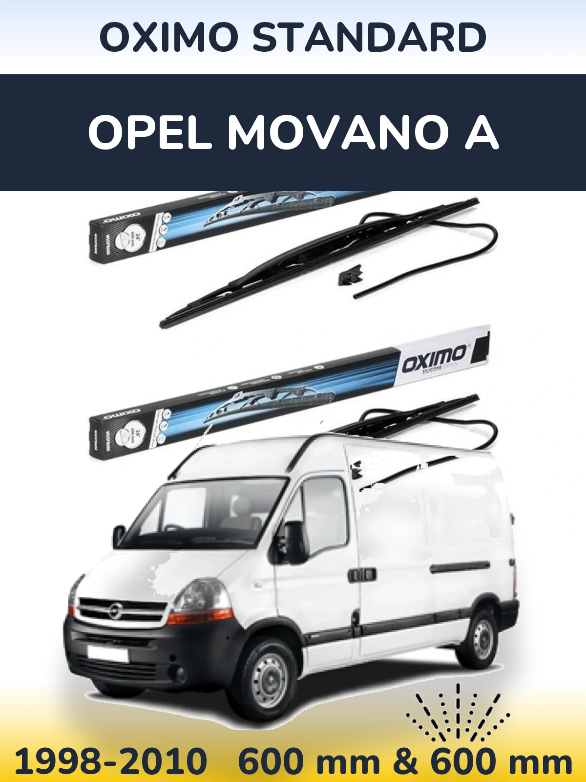 Sada předních stěračů Oximo Standard 600 a 600 mm pro Opel Movano A 1998-2010