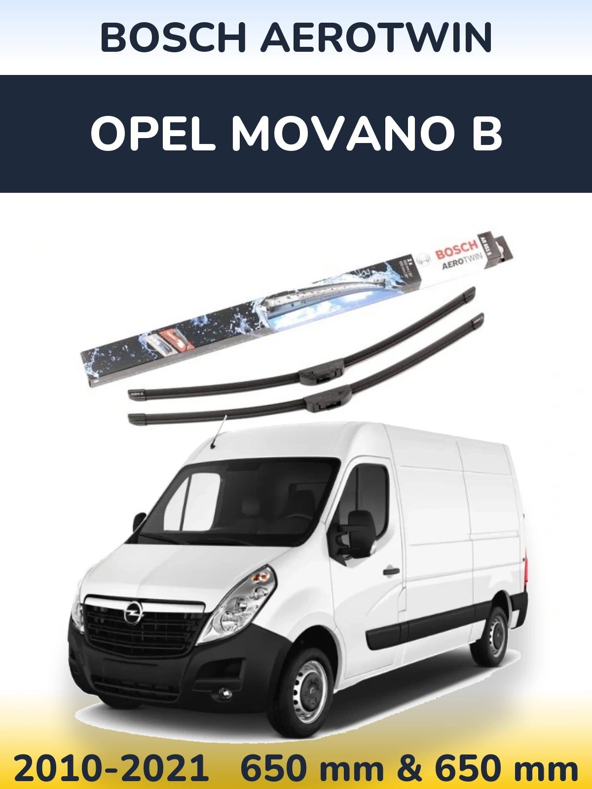 Sada předních stěračů BOSCH AeroTwin 650 a 650 mm pro Opel Movano B 2010-2021