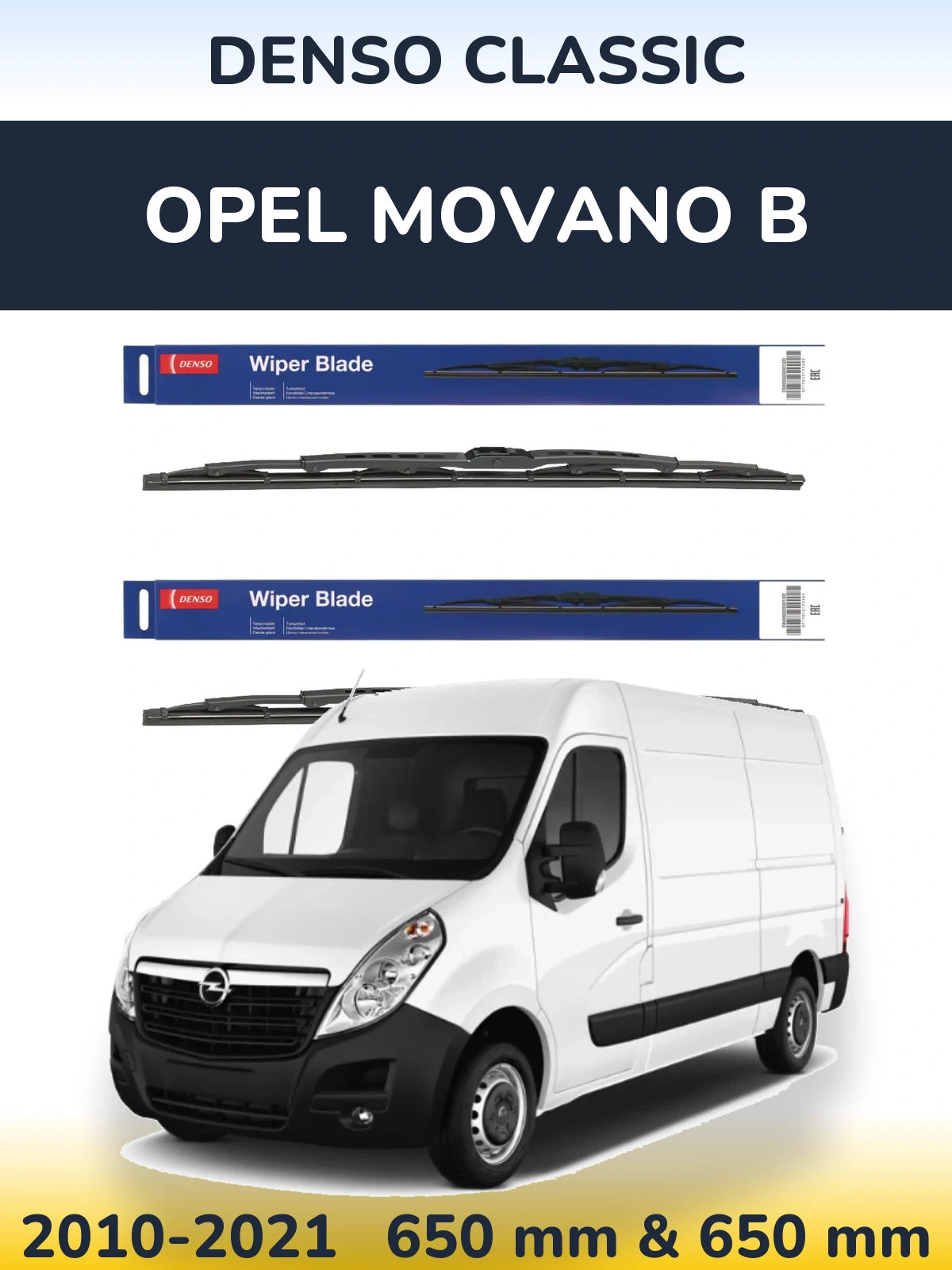 Sada předních stěračů Denso Classic 650 a 650 mm pro Opel Movano B 2010-2021