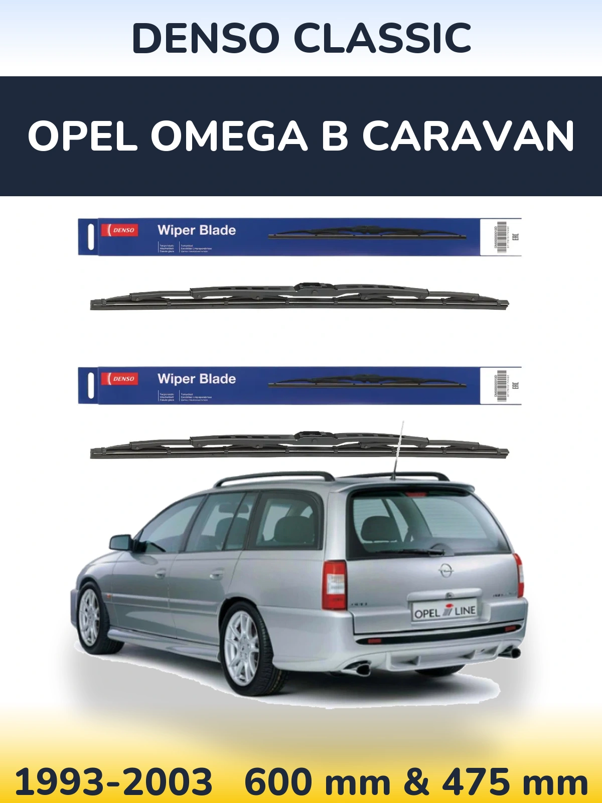 Комплект передніх щіток Denso Classic 600 & 475 мм для Opel Omega B Caravan 1993-2003
