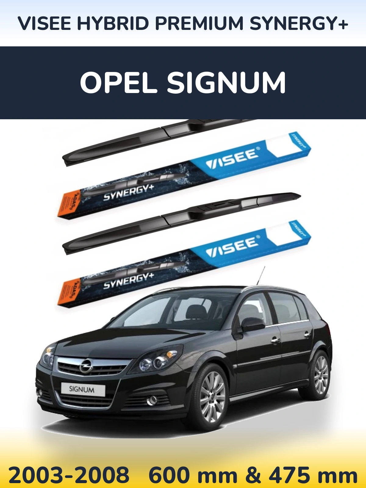 Sada předních stěračů VISEE HYBRID PREMIUM SYNERGY+ 600 a 475 mm pro Opel Signum 2003-2008