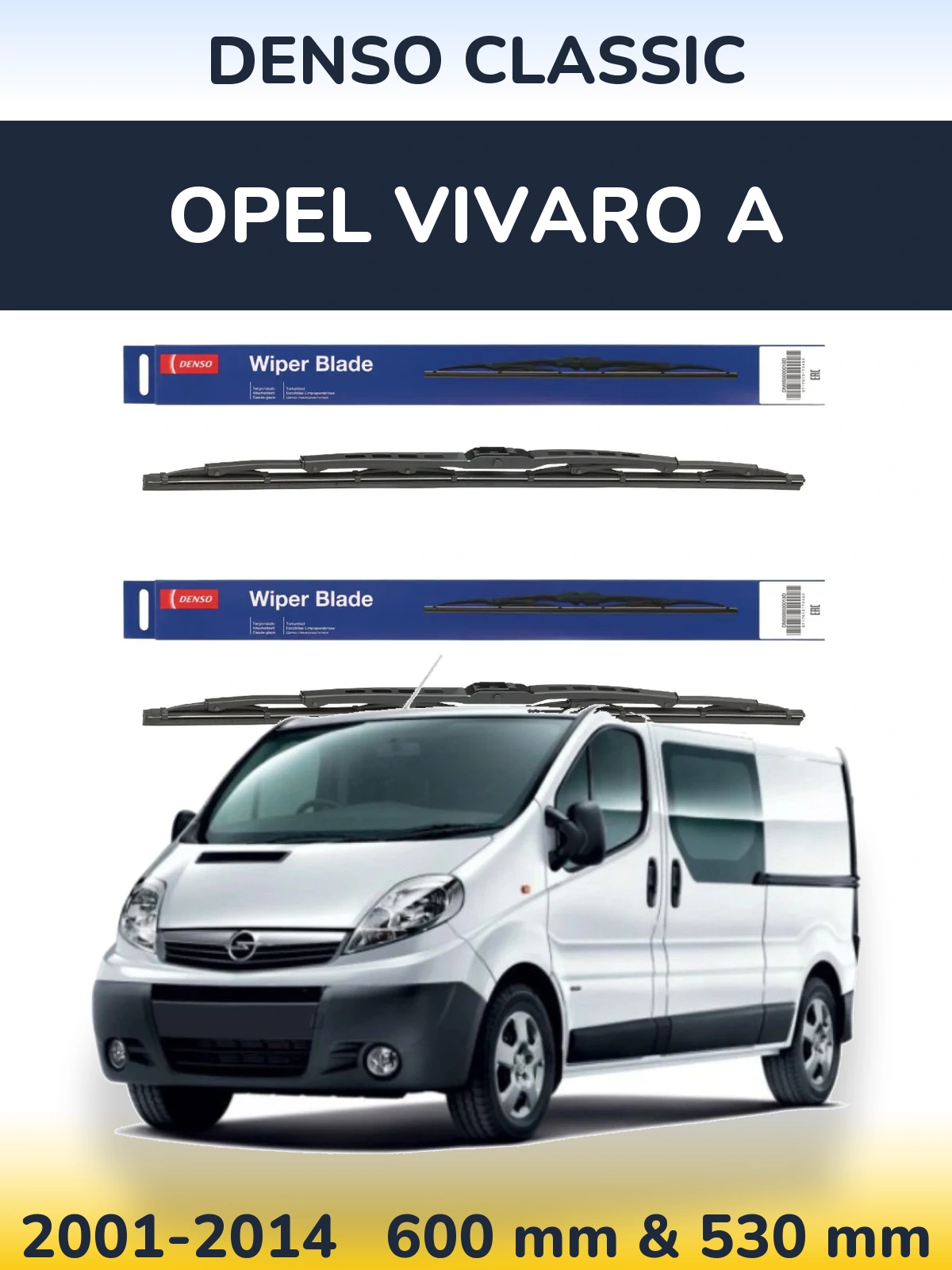 Sada předních stěračů Denso Classic 600 a 530 mm pro Opel Vivaro A 2001-2014