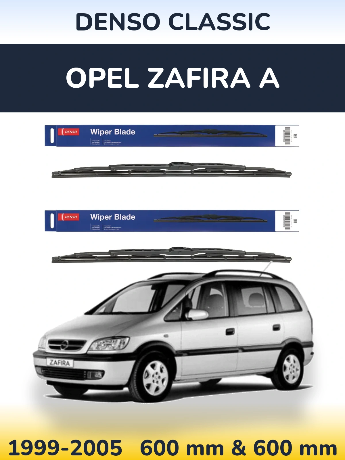 Sada předních stěračů Denso Classic 600 a 600 mm pro Opel Zafira A 1999-2005