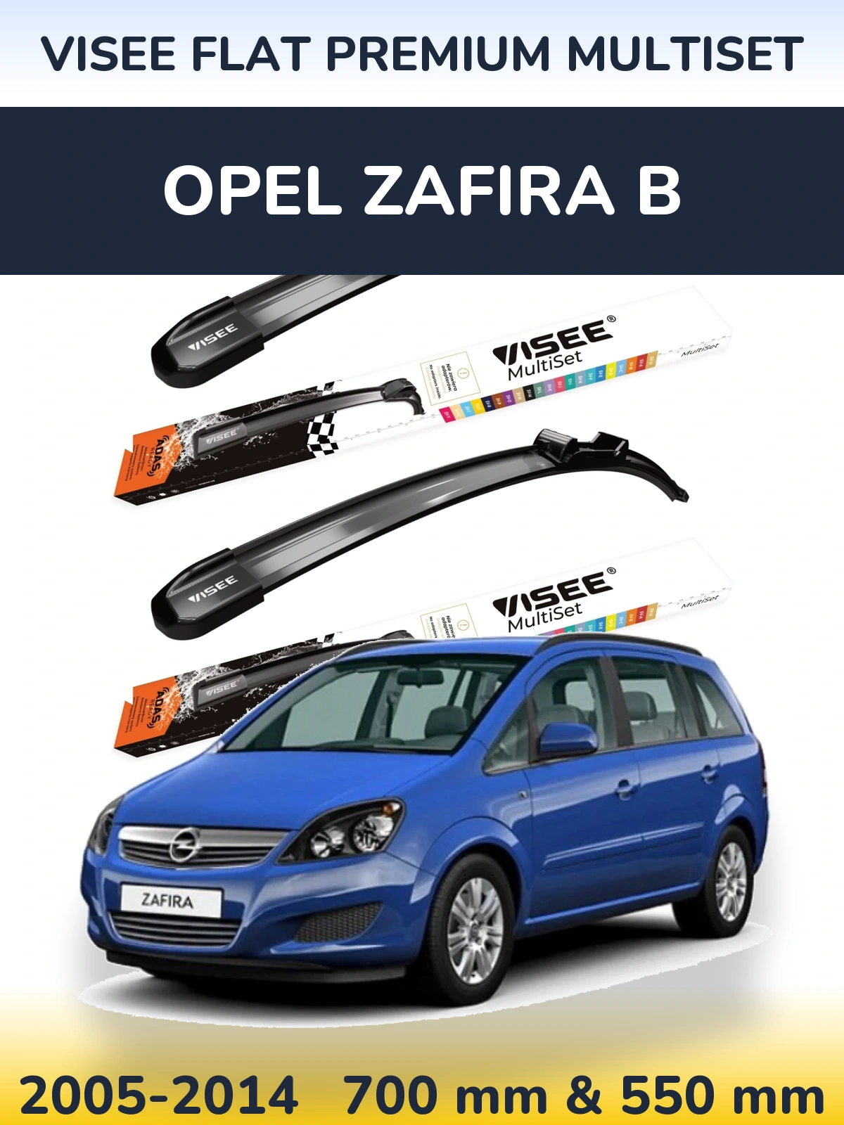 Sada předních stěračů VISEE FLAT PREMIUM MultiSet 700 a 550 mm pro Opel Zafira B 2005-2014