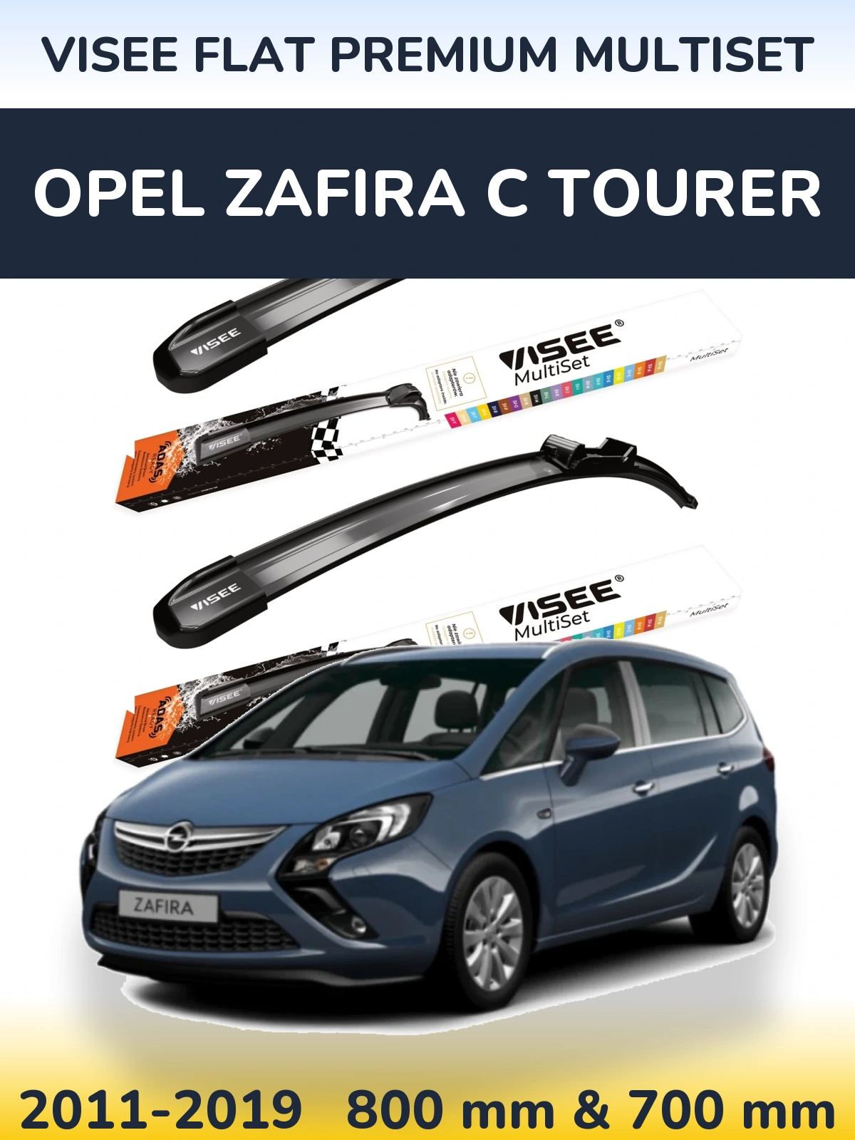 Комплект передніх щіток VISEE FLAT PREMIUM MultiSet 800 & 700 мм для Opel Zafira C Tourer 2011-2019