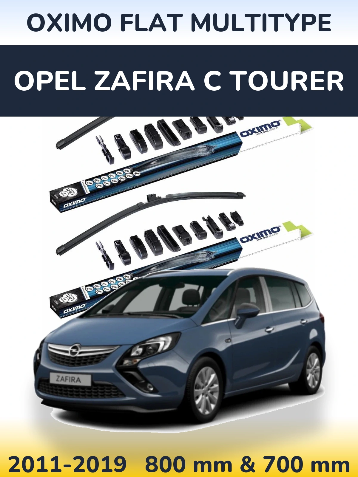 Sada předních stěračů Oximo Flat MultiType 800 a 700 mm pro Opel Zafira C Tourer 2011-2019