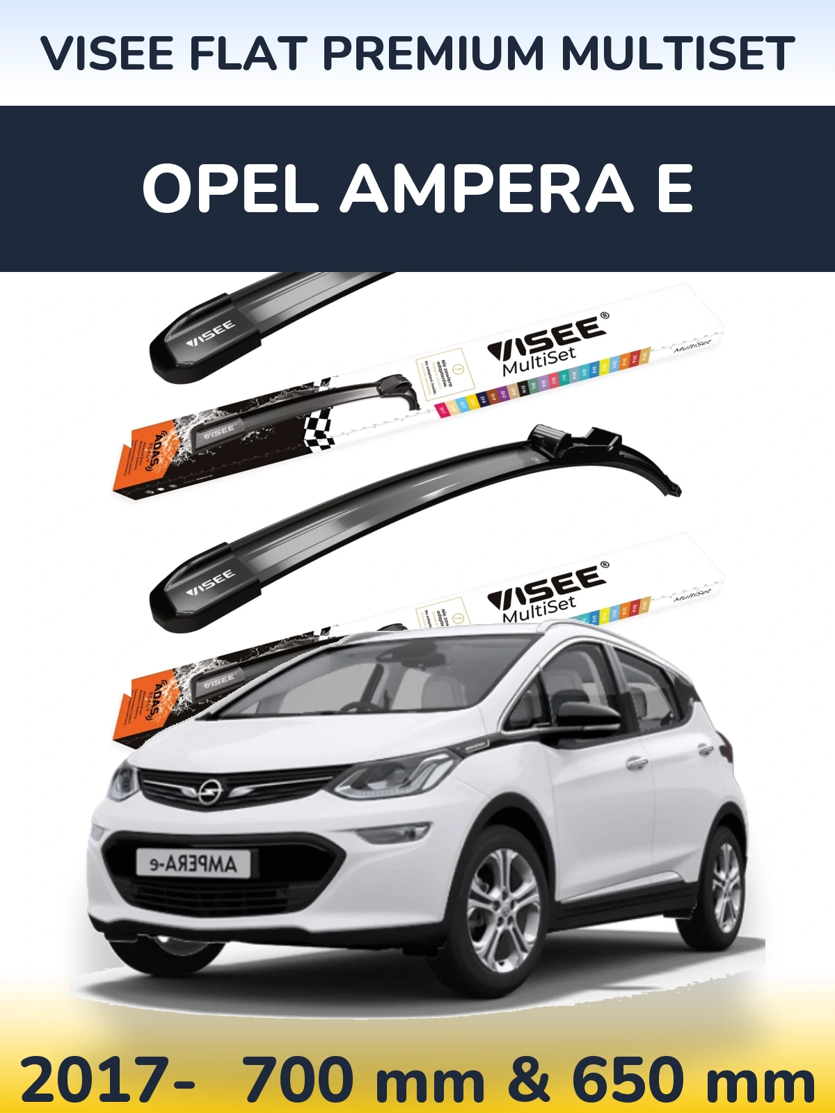 Sada předních stěračů VISEE FLAT PREMIUM MultiSet 700 a 650 mm pro Opel Ampera E 2017-2026