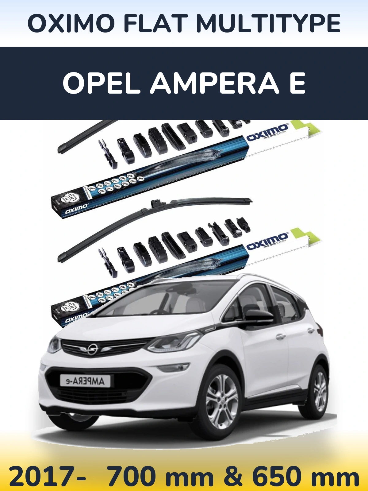 Sada předních stěračů Oximo Flat MultiType 700 a 650 mm pro Opel Ampera E 2017-2026