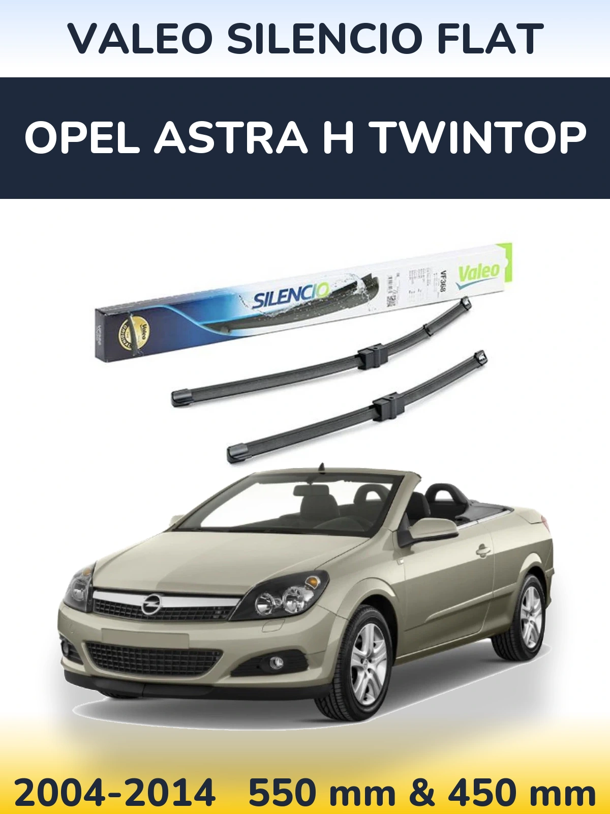 Комплект передніх щіток Valeo Silencio Flat 550 & 450 мм для Opel Astra H TwinTop 2004-2014