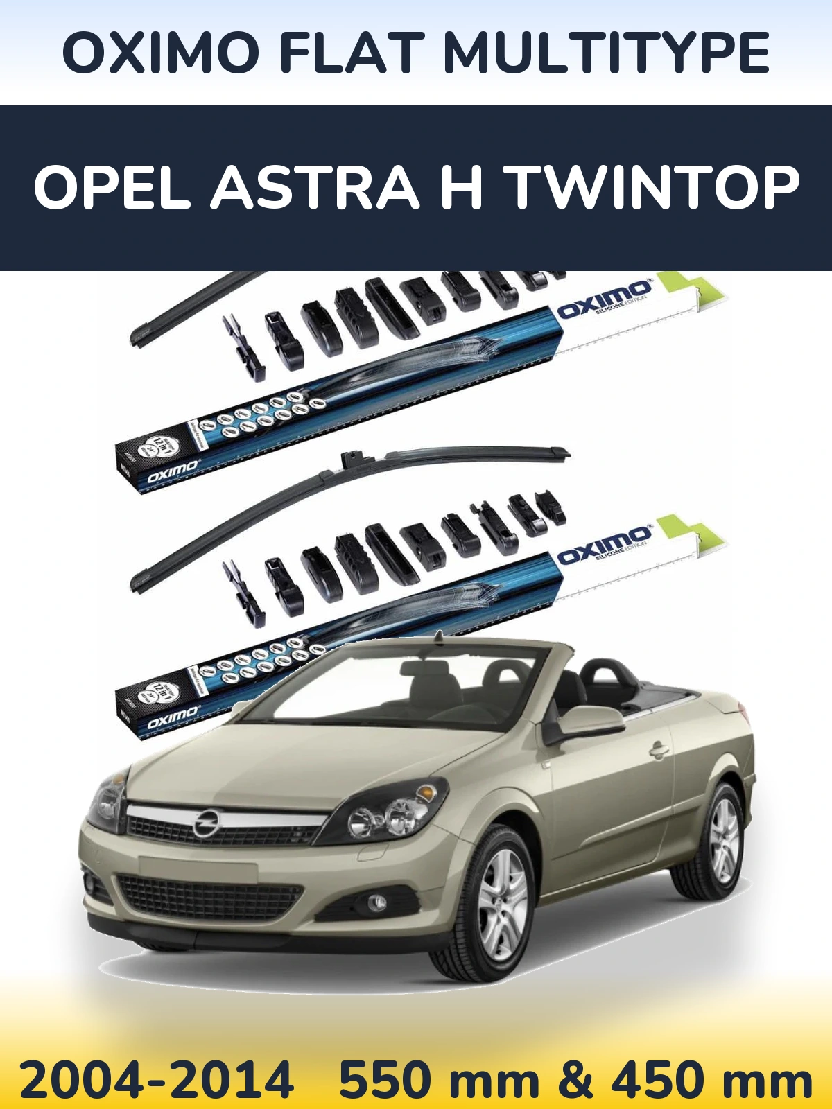 Sada předních stěračů Oximo Flat MultiType 550 a 450 mm pro Opel Astra H TwinTop 2004-2014